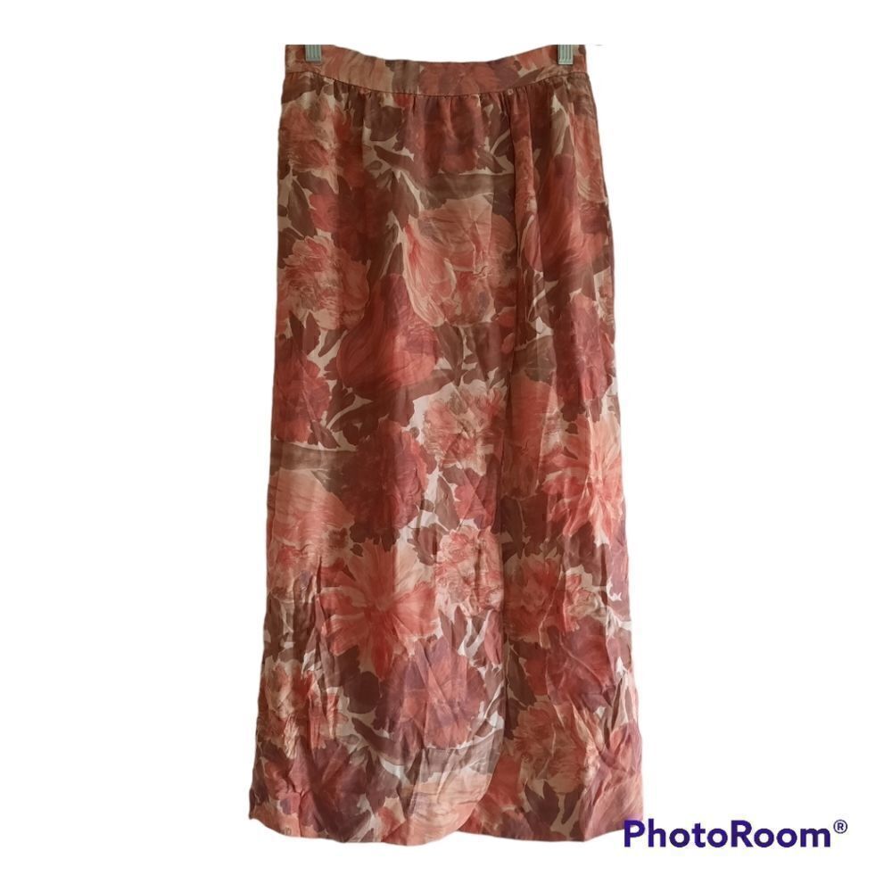 Dividends Floral Print High Slit Vintage Skirt